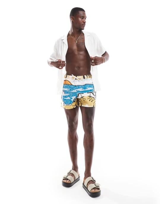 ASOS DESIGN badshorts i kort längd med motivtryck - Image 1