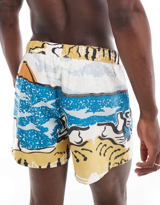 ASOS DESIGN badshorts i kort längd med motivtryck - Image 2