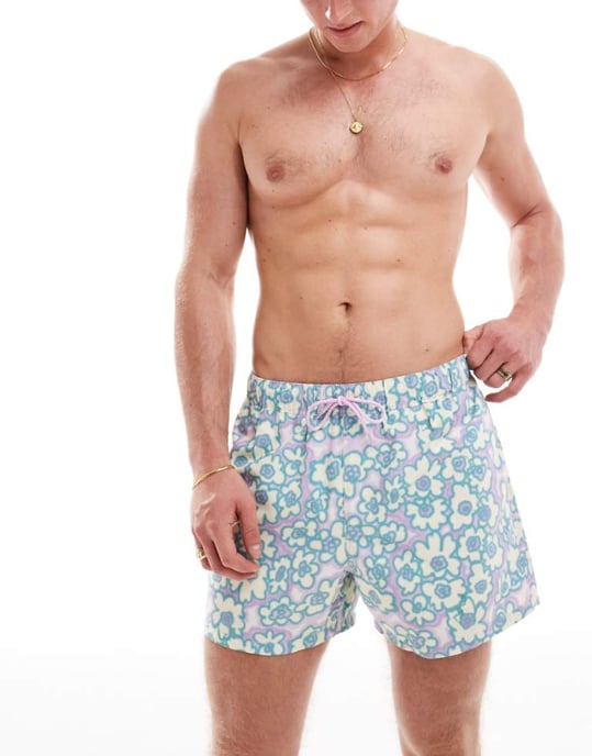 ASOS DESIGN badshorts i kort längd med blommönster - Image 1
