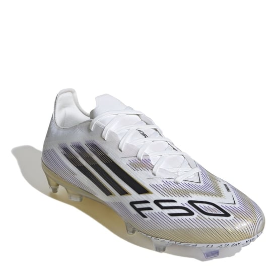Men's adidas Pro Adults Firm Ground Football Boots in White/Blk/Gold - Image 3