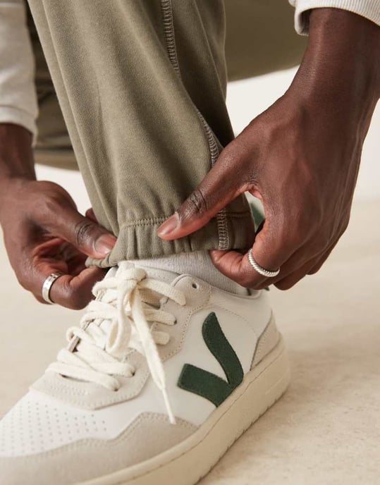ASOS DESIGN oversized joggers with contrast stitching in khaki - Image 4