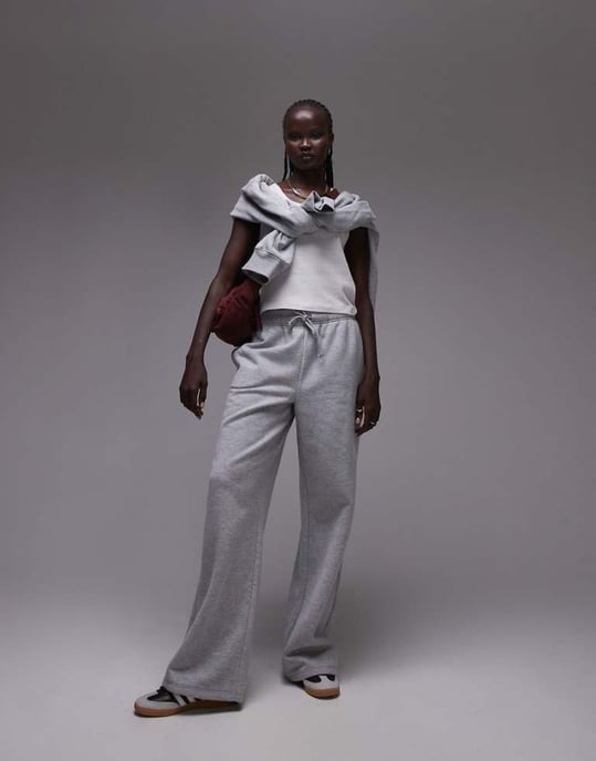 Topshop straight leg jogger in grey marl - Image 1