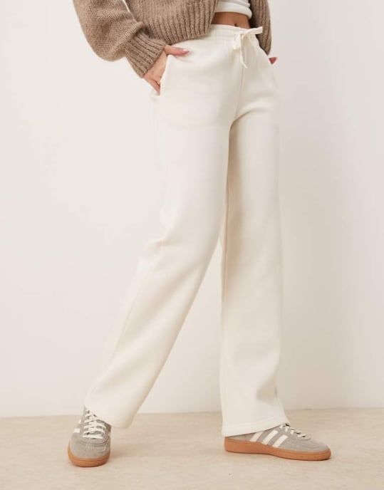 Gina Tricot loose fit straight leg joggers in cream - Image 1
