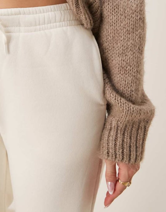 Gina Tricot loose fit straight leg joggers in cream - Image 4