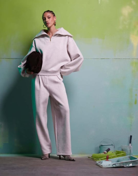 ASOS DESIGN co-ord heavyweight jogger in oatmeal - Image 1
