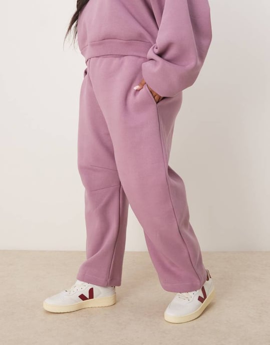 ASOS DESIGN Curve barrel leg jogger co-ord in dusky pink - Image 2