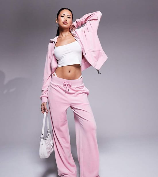 Juicy Couture velour wide leg joggers in dusty pink exclusive to asos - PINK - Image 1