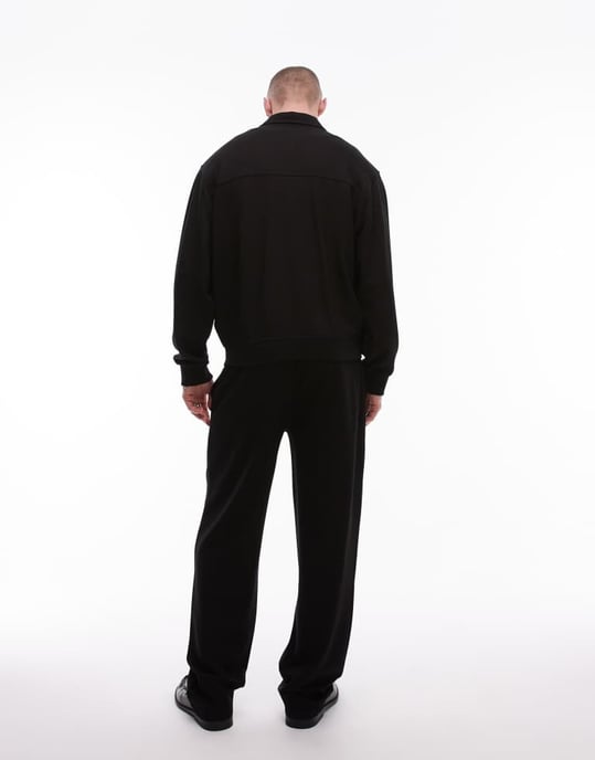 Topman premium straight fit twill jogger in black - Image 2