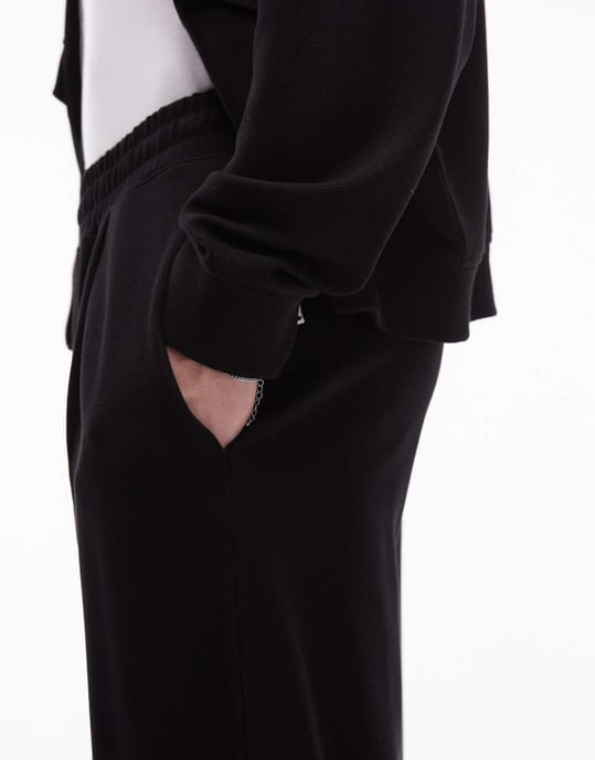 Topman premium straight fit twill jogger in black - Image 4