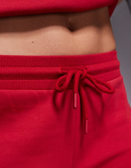 ASOS DESIGN co-ord interlock flared jogger in red - Image 3