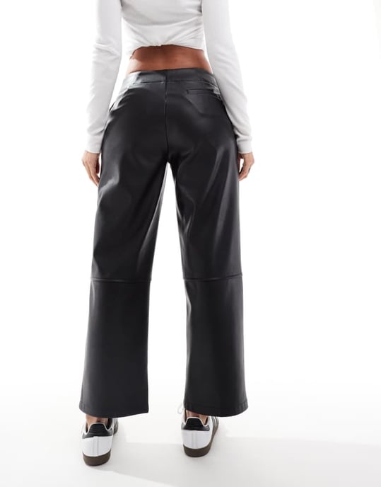 ASOS DESIGN faux leather cropped trousers in black - Image 2