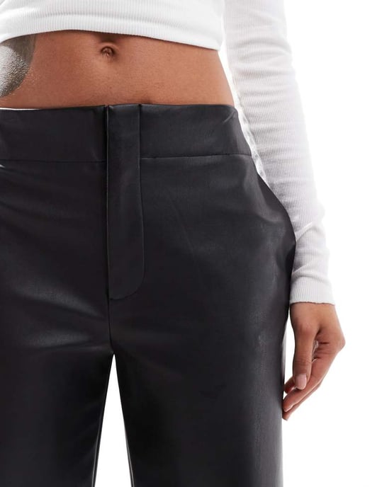 ASOS DESIGN faux leather cropped trousers in black - Image 4