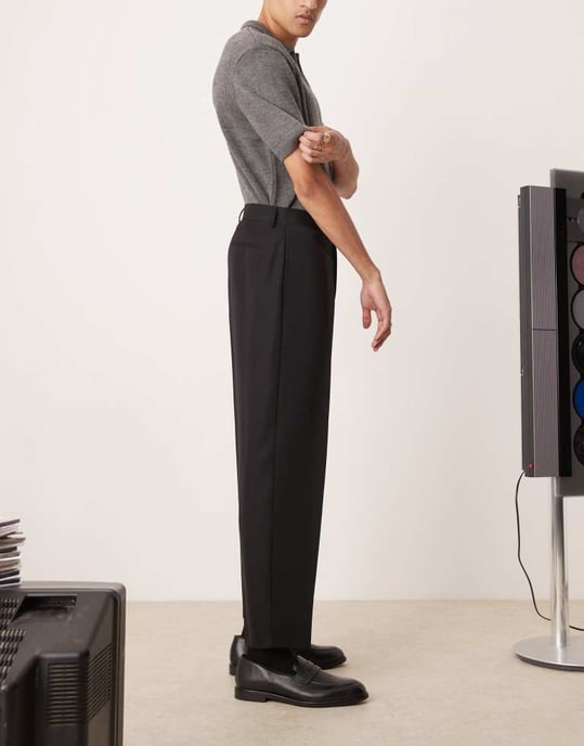 ASOS DESIGN oversized tapered suit trousers in black - Image 2