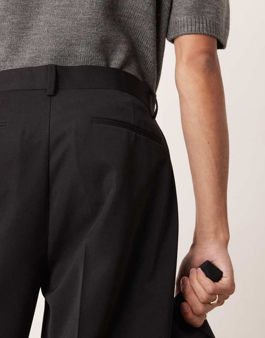 ASOS DESIGN oversized tapered suit trousers in black - Image 4