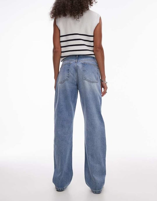 Topshop Petite Kort high rise straight jean in bleach - Image 2