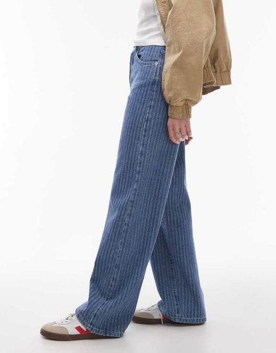 Topshop mid rise loose fit straight jean in vintage blue - Image 3