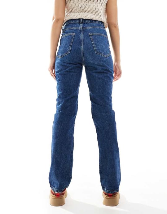 ASOS DESIGN v-waist straight leg jean in indigo - Image 3