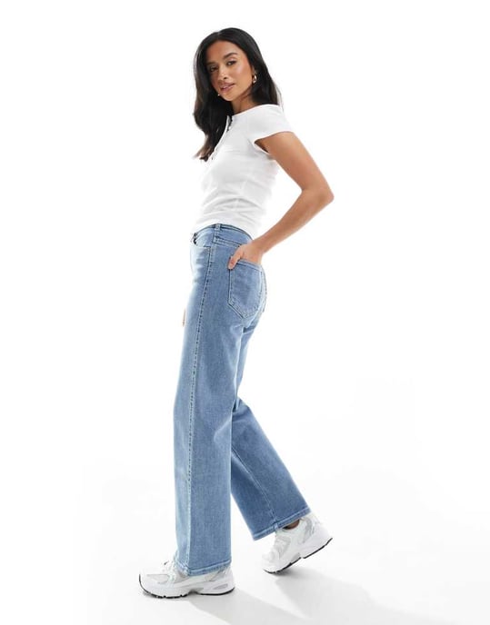 Dr Denim Petite Moxy straight leg jeans in cape light plain wash - Image 2