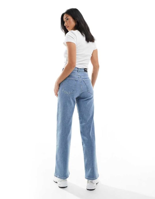 Dr Denim Petite Moxy straight leg jeans in cape light plain wash - Image 3