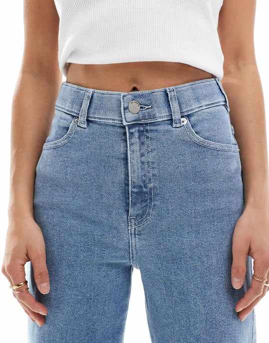Dr Denim Petite Moxy straight leg jeans in cape light plain wash - Image 4