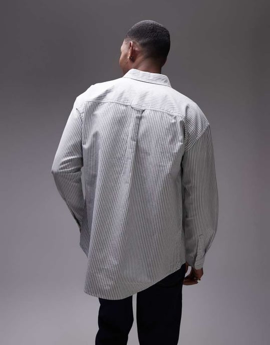 Tommy Jeans oxford shirt with crest logo in navy stripe - Image 4