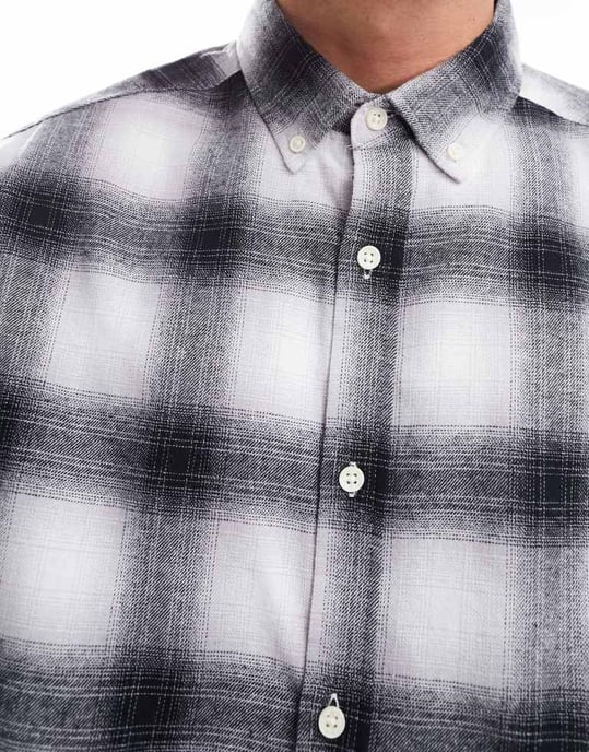 ASOS DESIGN 90-tals oversized rutig skjorta i grå skuggrutigt - Image 3