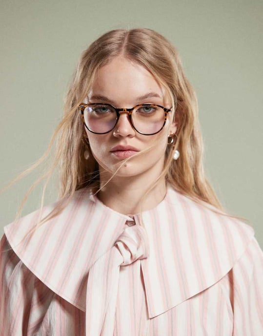 ASOS DESIGN shirt with large collar and tie detail in pink stripe - Image 4
