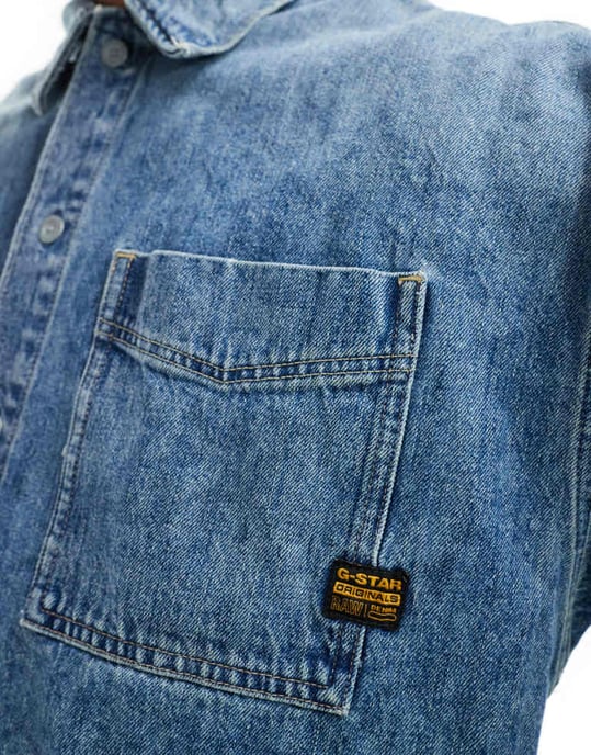 G-star boxy oversized denim overshirt in midwash blue - Image 3