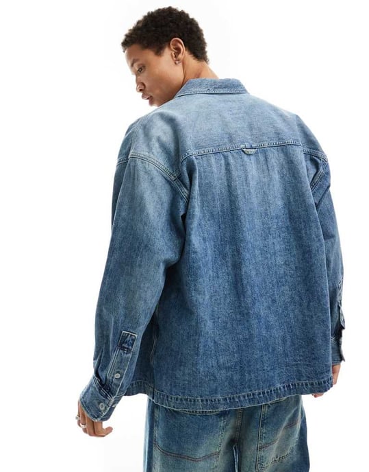 G-star boxy oversized denim overshirt in midwash blue - Image 4