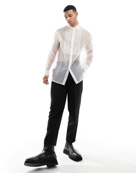 ASOS DESIGN 90-tals oversized organza-skjorta i vitt - Image 2