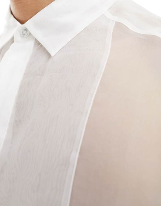 ASOS DESIGN 90-tals oversized organza-skjorta i vitt - Image 3
