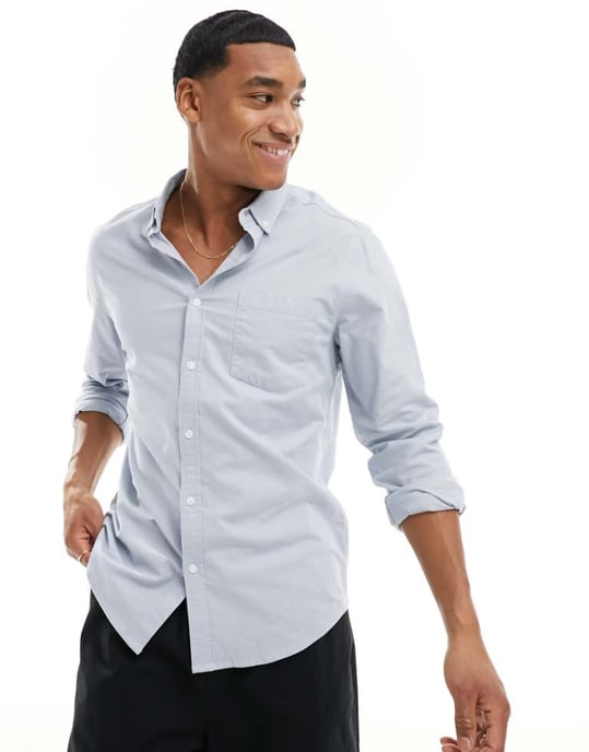 ASOS DESIGN vanlig oxfordskjorta i ljusblått - Image 1