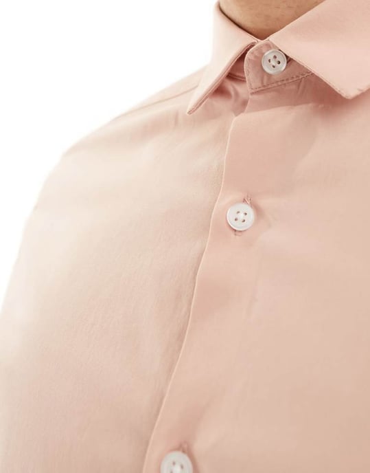 ASOS DESIGN bröllop smal passform skjorta i rosa - Image 2