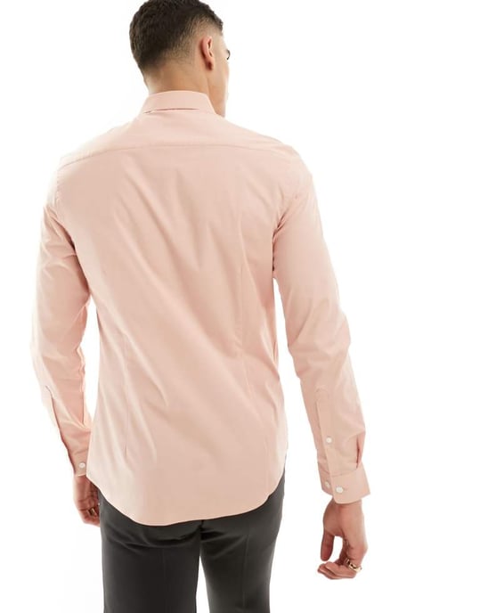 ASOS DESIGN bröllop smal passform skjorta i rosa - Image 4
