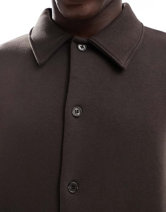 Utvald oversized jersey skjorta i brun - Image 3