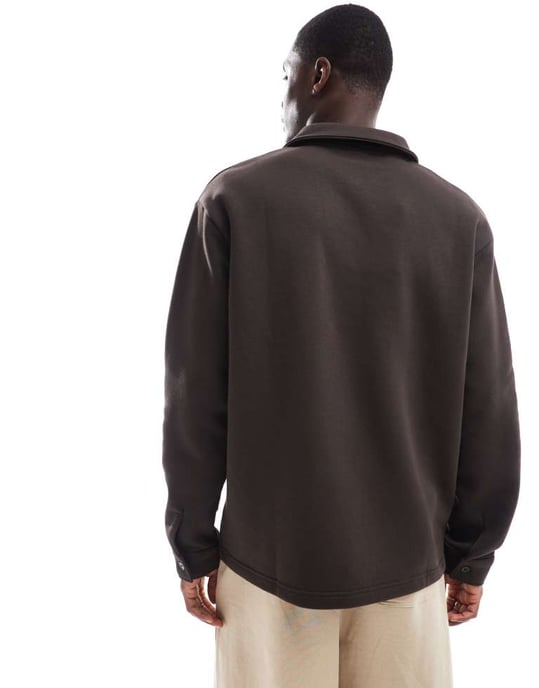 Utvald oversized jersey skjorta i brun - Image 4