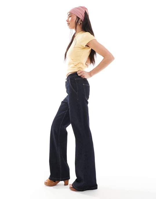 Miss Selfridge flare wide leg jean in indigo wash - Image 3