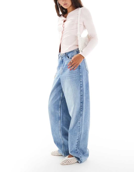 Miss Selfridge baggy jean in mid blue wash - Image 3