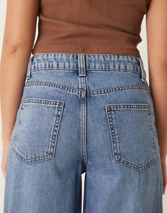 ASOS DESIGN wide leg jean in midwash blue - MBLUE - Image 4
