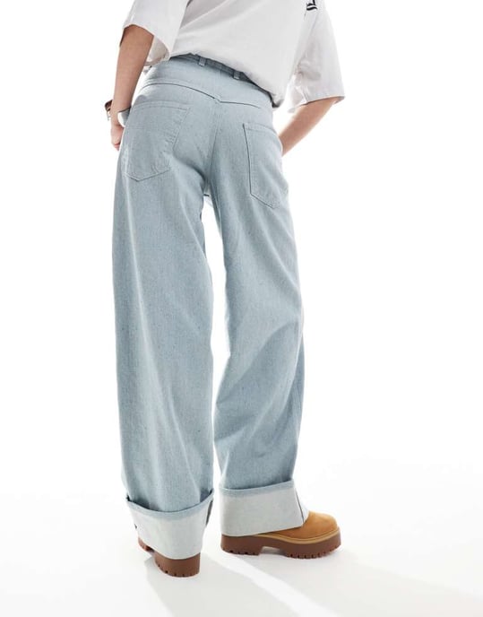 COLLUSION X002 baggy jeans in lightwash blue grey with turn ups - GREY - Image 4