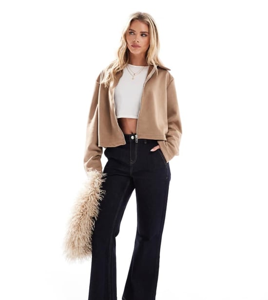 Miss Selfridge Petite flare wide leg jean in indigo - Image 1