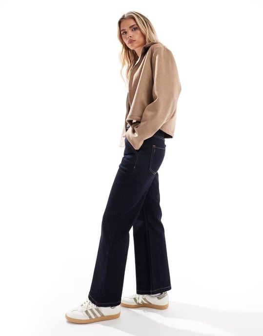 Miss Selfridge Petite flare wide leg jean in indigo - Image 3