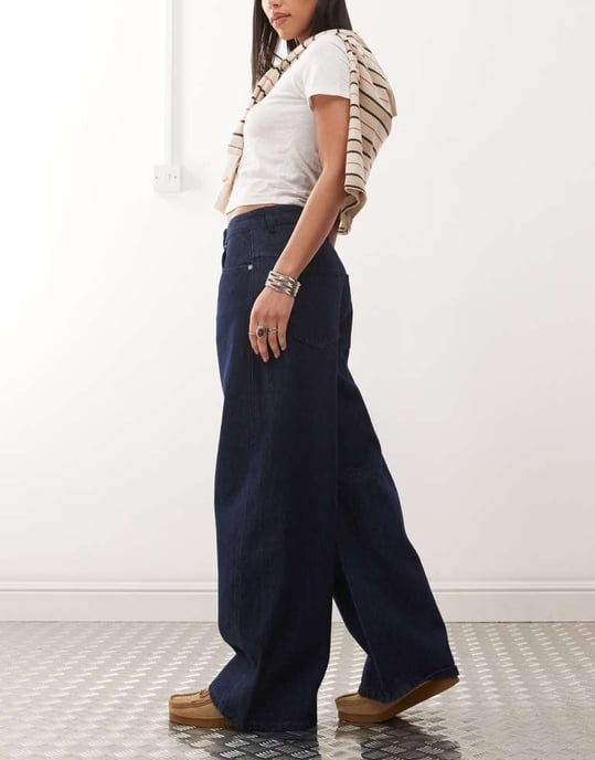Reclaimed vintage wide leg barrel jean in indigo rinse wash - Image 3