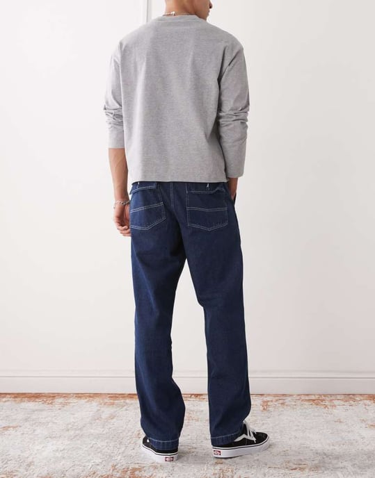 Vans fatigue loose fit tapered denim jeans in dark blue - Image 2