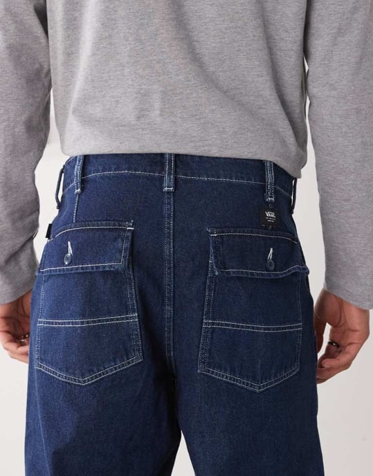 Vans fatigue loose fit tapered denim jeans in dark blue - Image 4