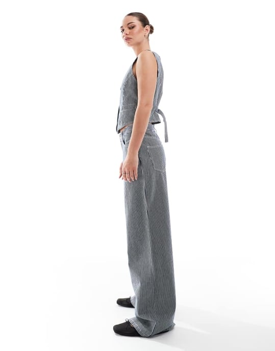 French Connection Everett denim jeans co-ord in indigo stripe - Image 3