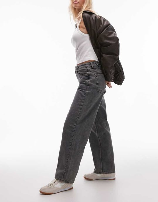 Topshop Hourglass Cinch low rise relaxed jean in grey - Image 3