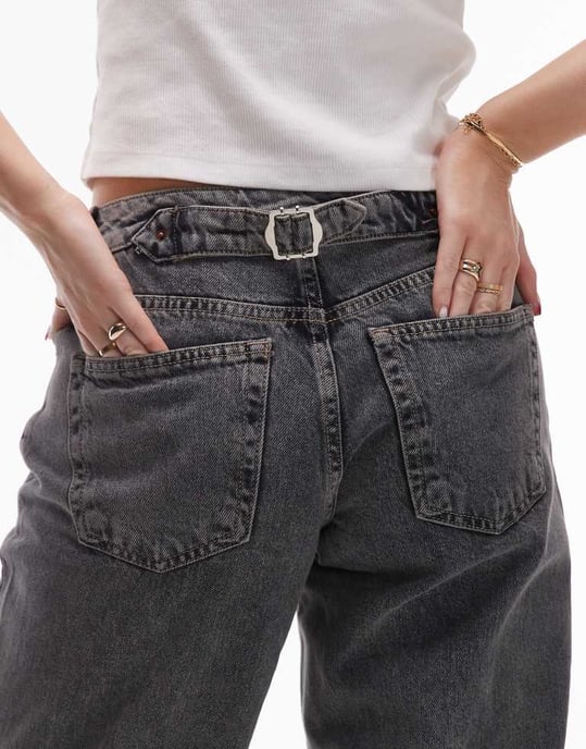 Topshop Hourglass Cinch low rise relaxed jean in grey - Image 4