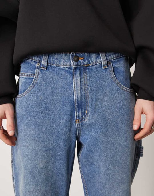 Dickies garyville regular fit denim jeans in rinsed blue with fade - Image 4