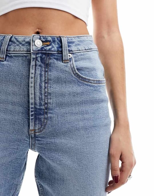 ASOS DESIGN sculpting slim fit comfort mom jean in mid blue - Image 2